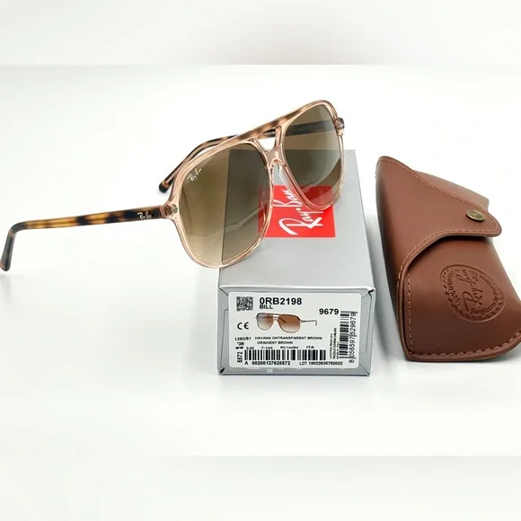 Ray-Ban Bill RB2198 Transparent Brown 1292/51 Large Lens Fashion Style w/case - Picture 11 of 12